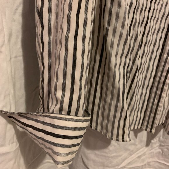 Collared stretch shirt, white with grey stripes, buttons, DALIA size 19, xl - Picture 3 of 5